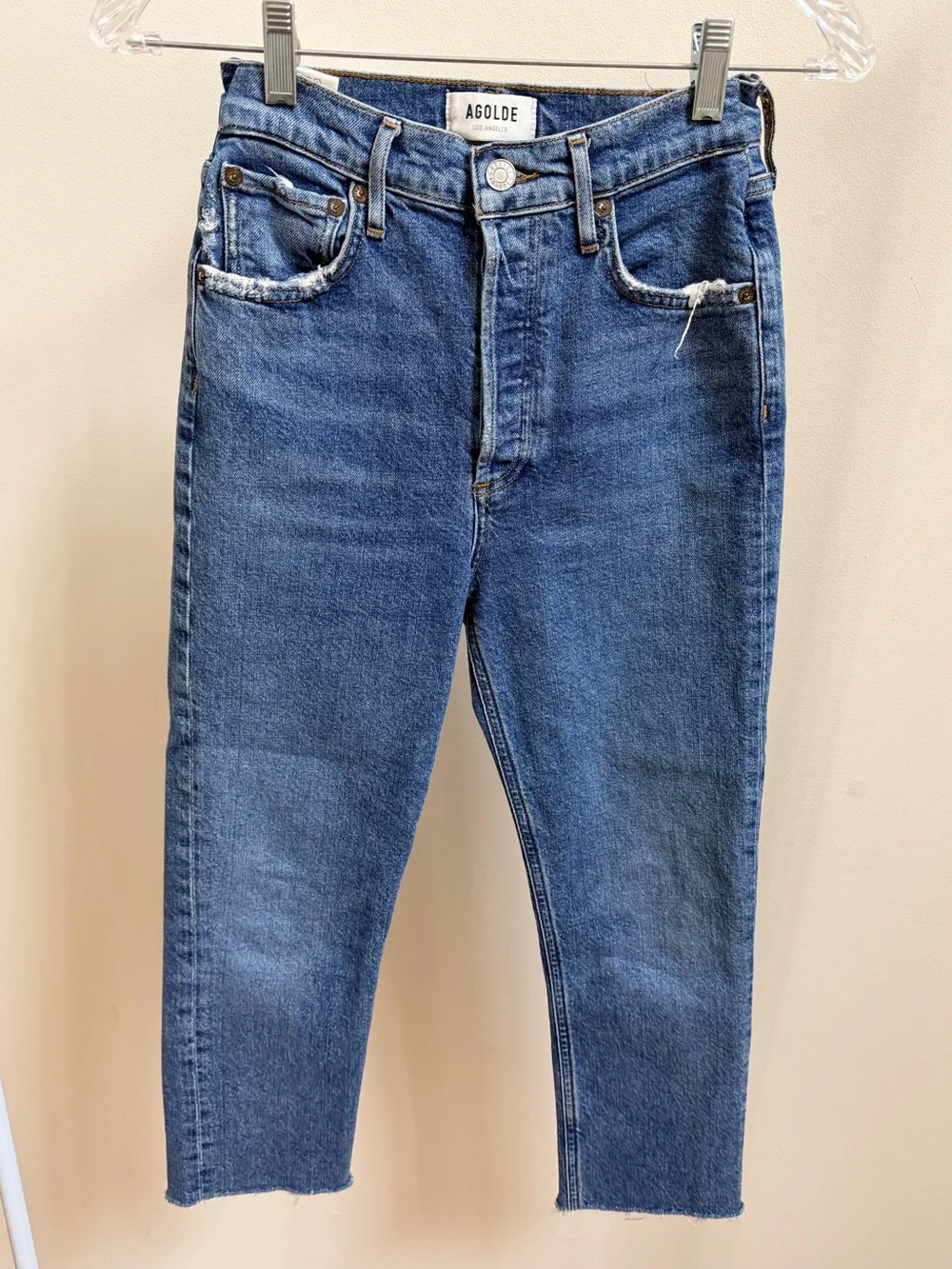 Agolde Riley High Rise Straight Crop Jeans medium wash Sz 24 women’s
